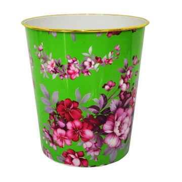 Plastic Green Open Top diseño de flores Impreso Basura Bin (B06-821-2)